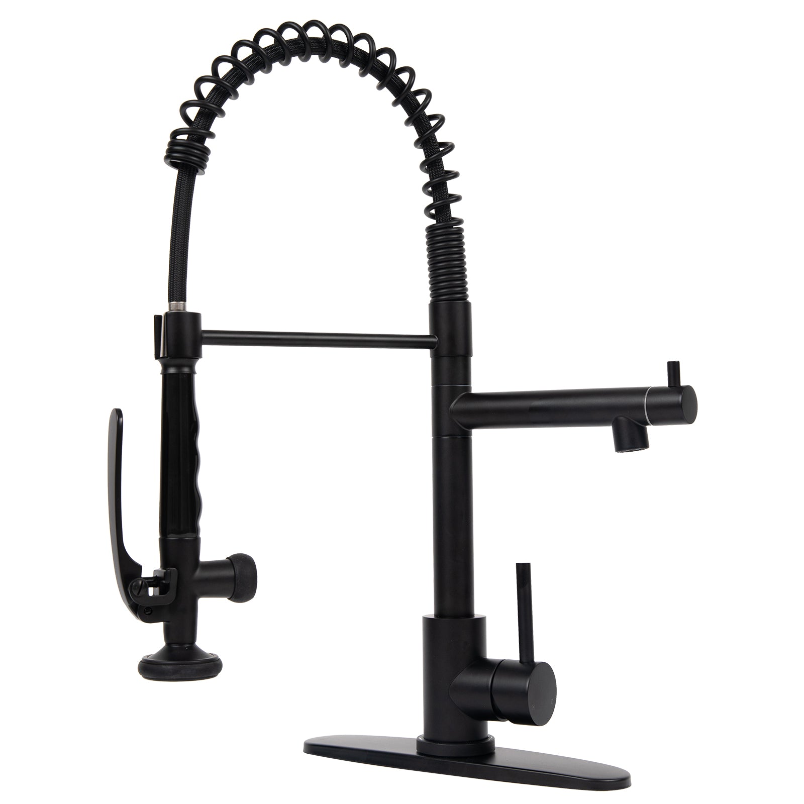 Besdor Commercial Pull Down Kitchen Faucet with Pot Filler Matte Black